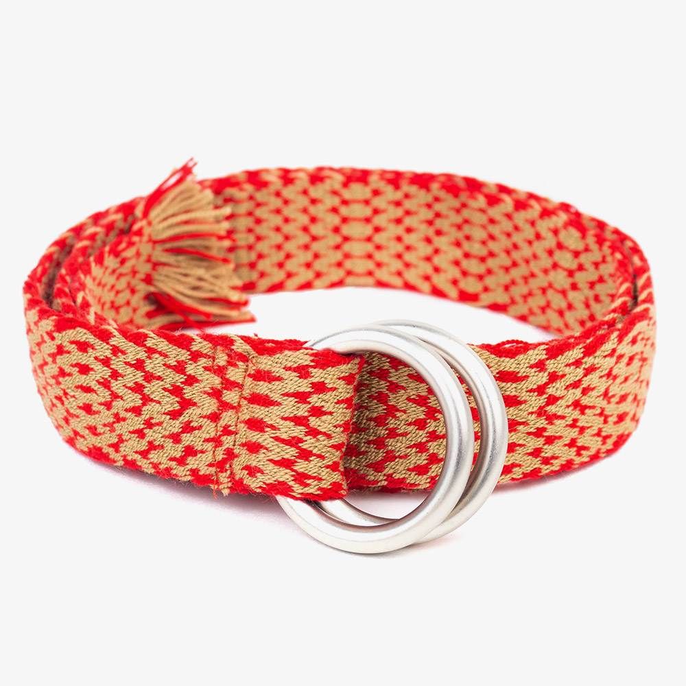 Buckle belt - Red & Beige 