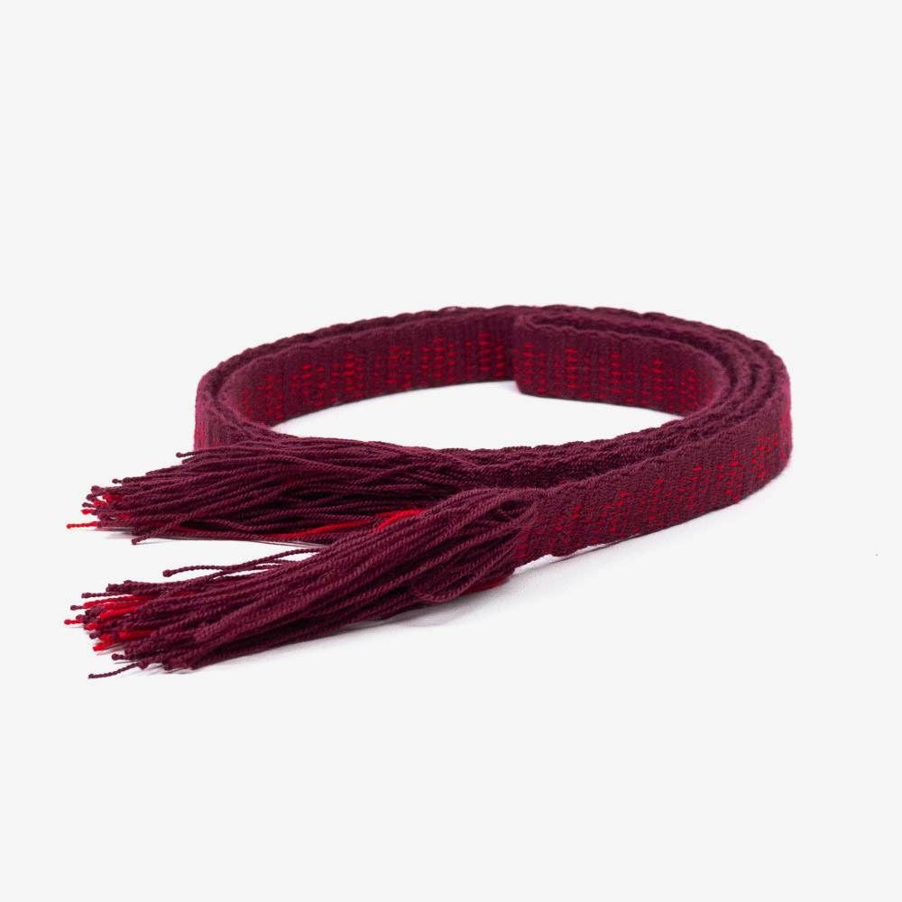 Thin belt with fringes - Red & Bordeaux