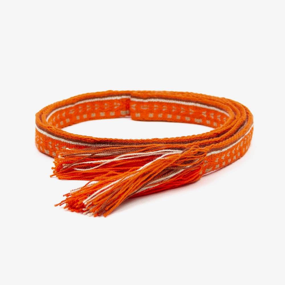 Thin belt with fringes - Orange & Brown
