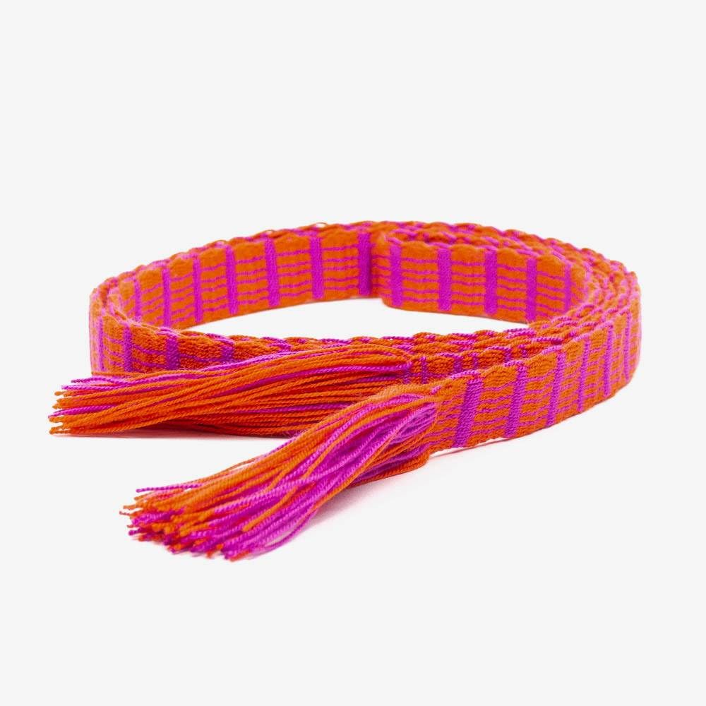 Thin belt with fringes - Orange & Purple