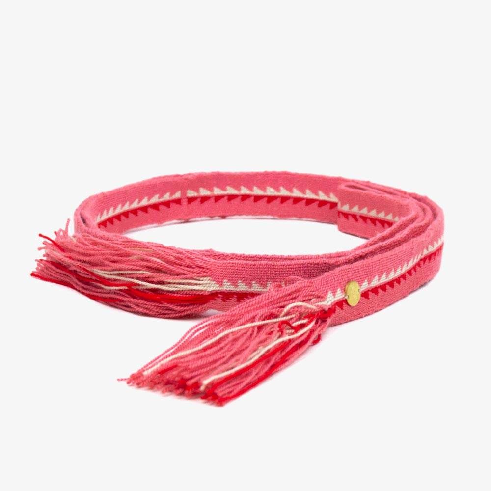 Thin belt with fringes - Pink