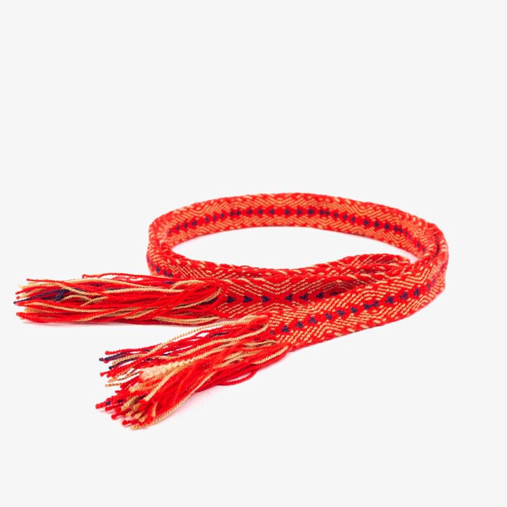 Thin belt with fringes - Red