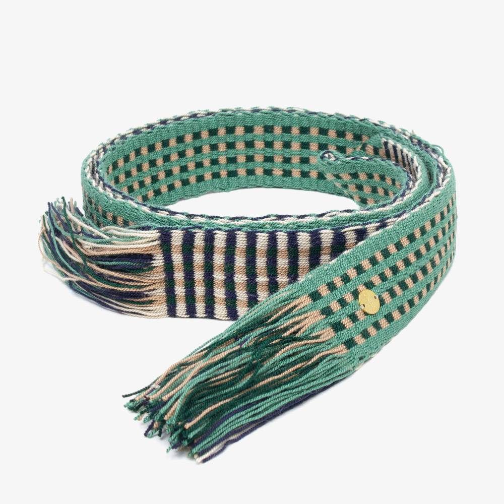 Belt with fringes - Green & Brown