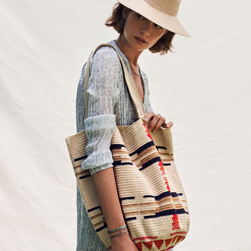 Tote - SCALARE - Beige & Red & Navy