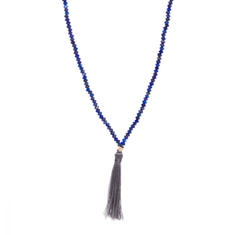 Pompom necklace - Blue & Gray