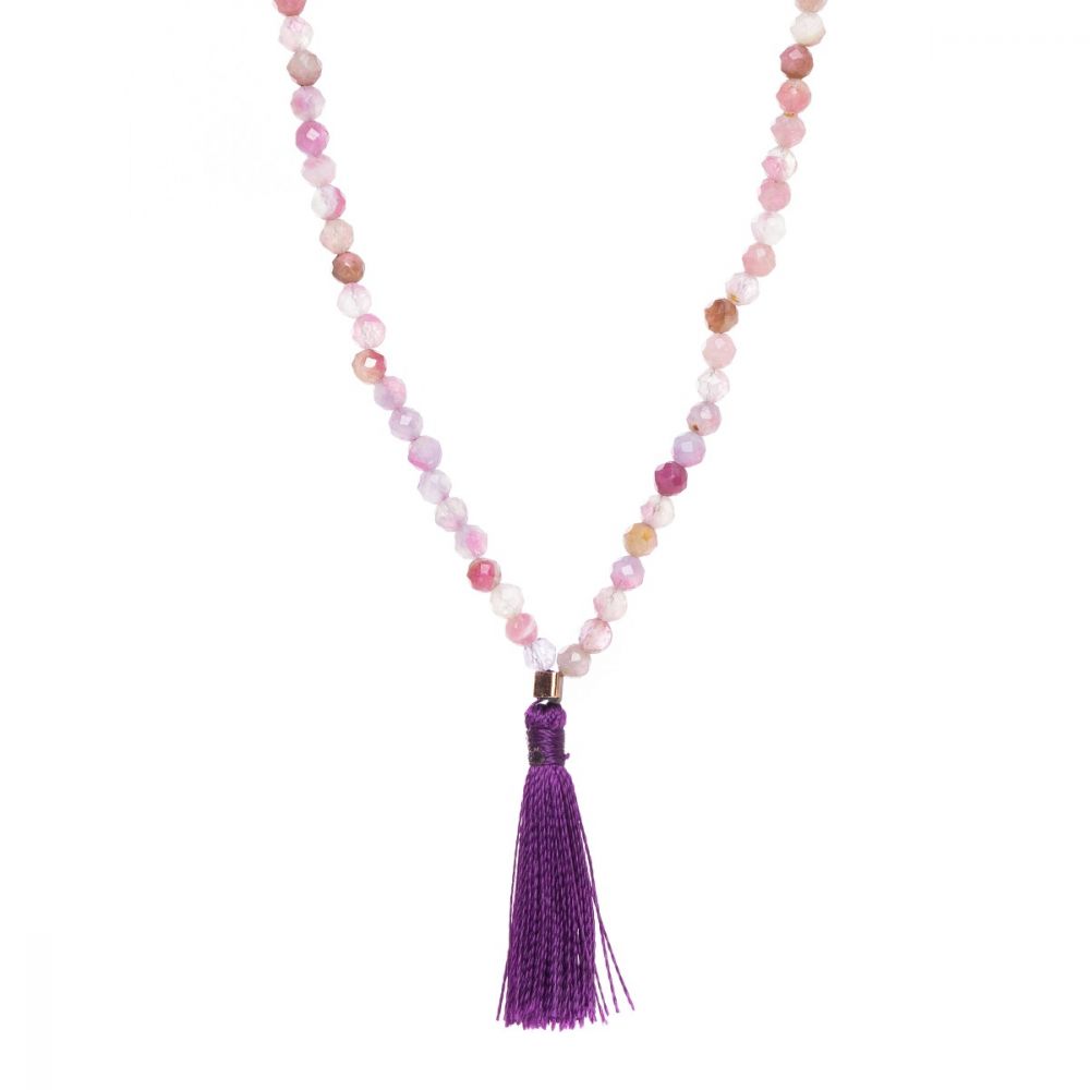 NECKLACE WITH POMPOM COLLECTION turmalina con rosa