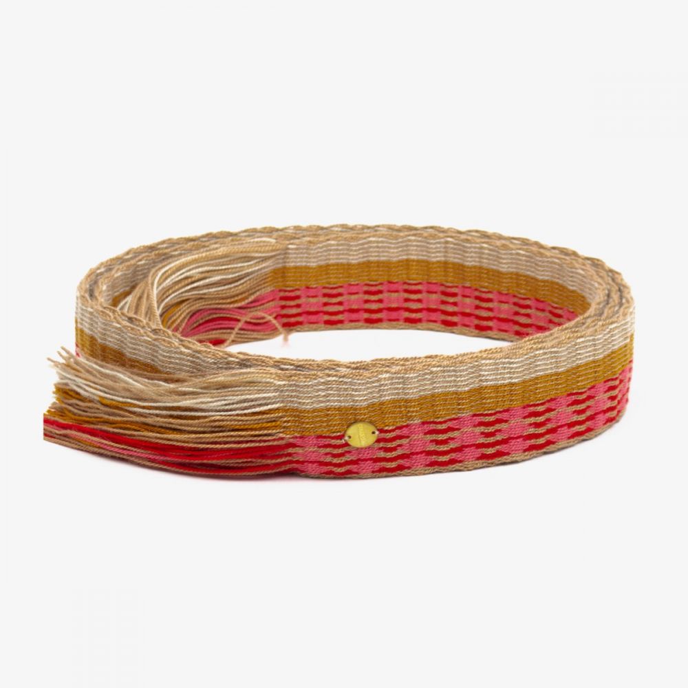 Belt with fringes - Toast & Mustard and Pink