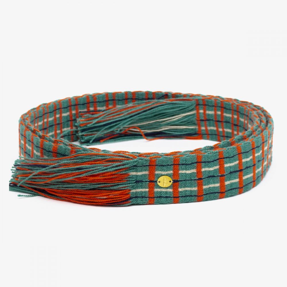 Belt with fringes - Jade & orange