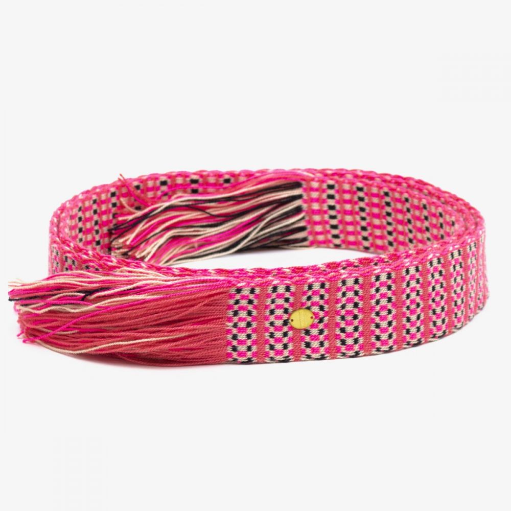 Belt with fringes - Pink